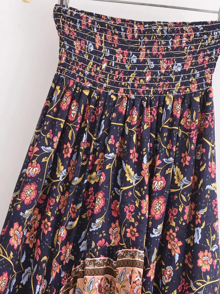 Floral Bliss Boho Floral Print Maxi Skirt