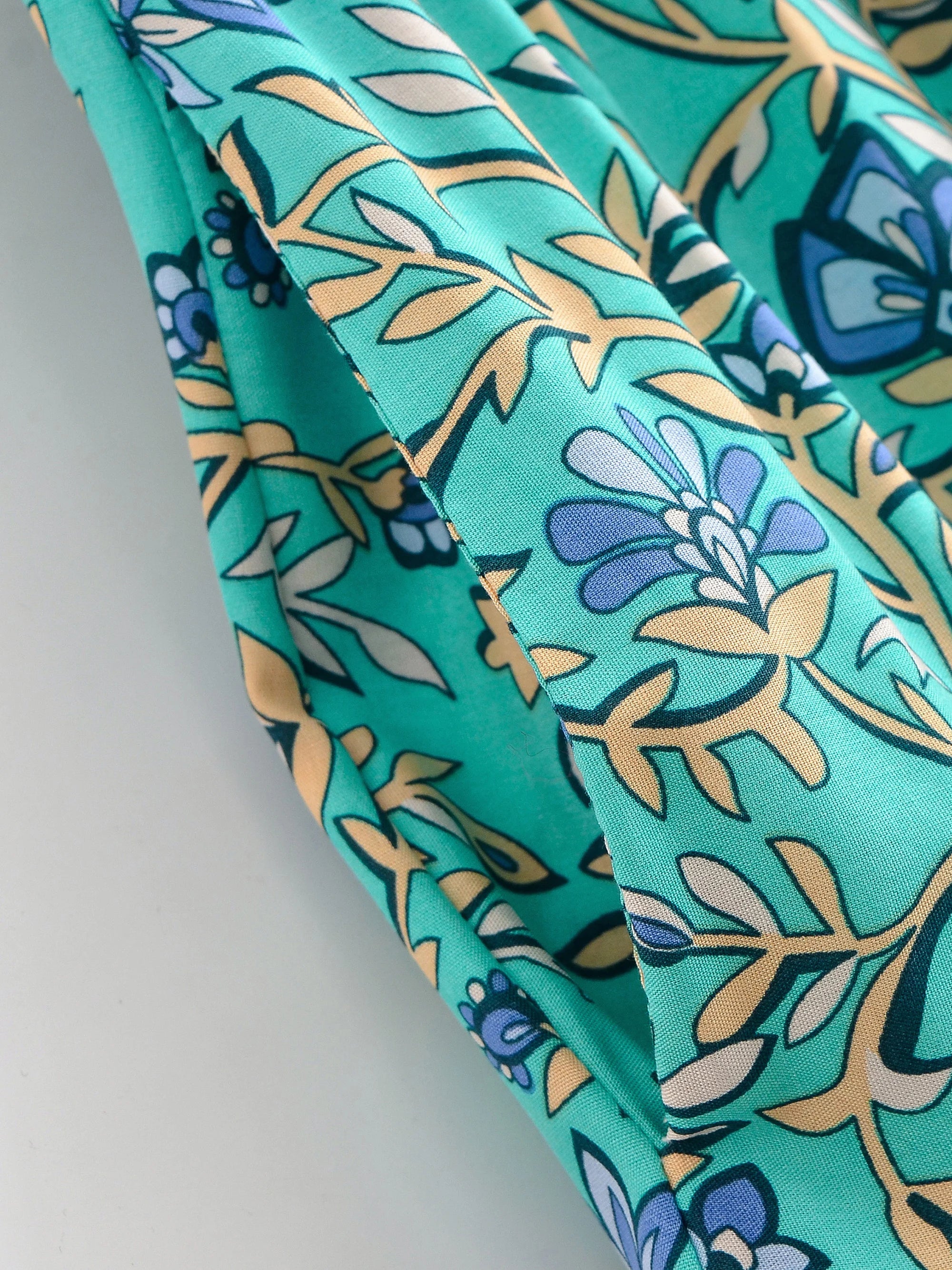 Lagoon Blossom Floral Print Boho Maxi Skirt