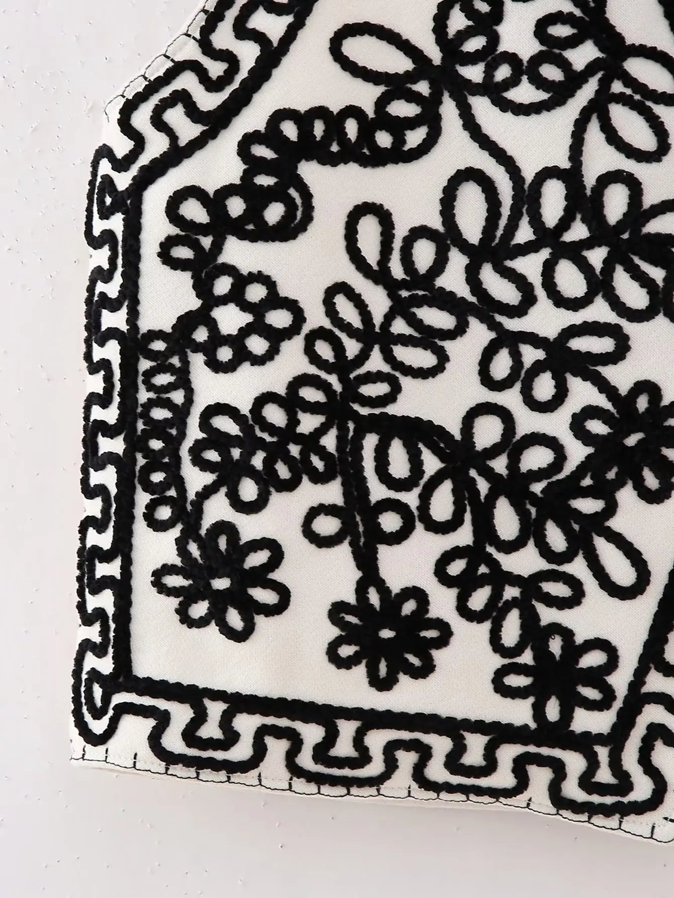 Black Bloom Boho Floral Embroidered Vest