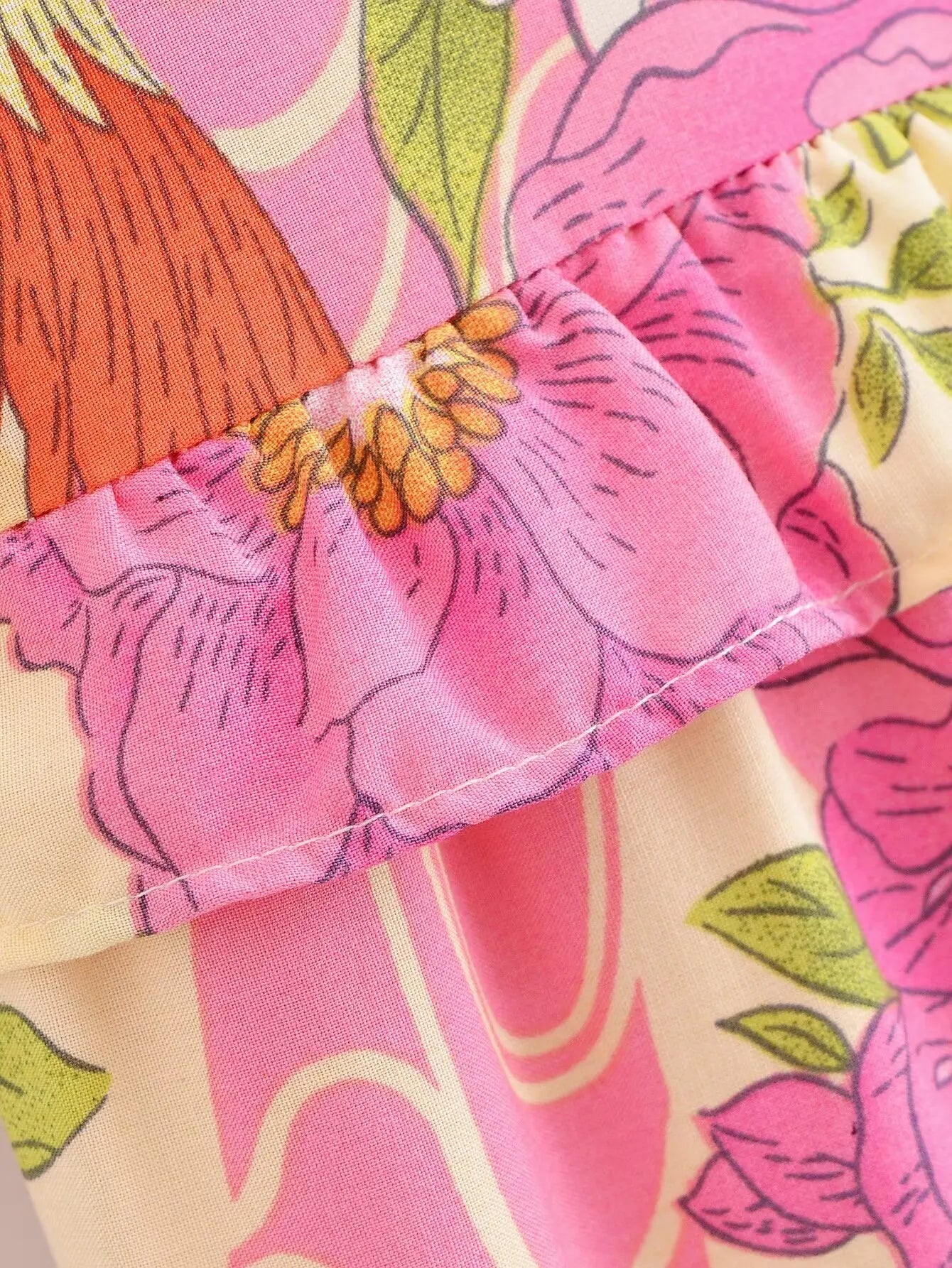Paradise Sunset Boho Floral Print Midi Dress