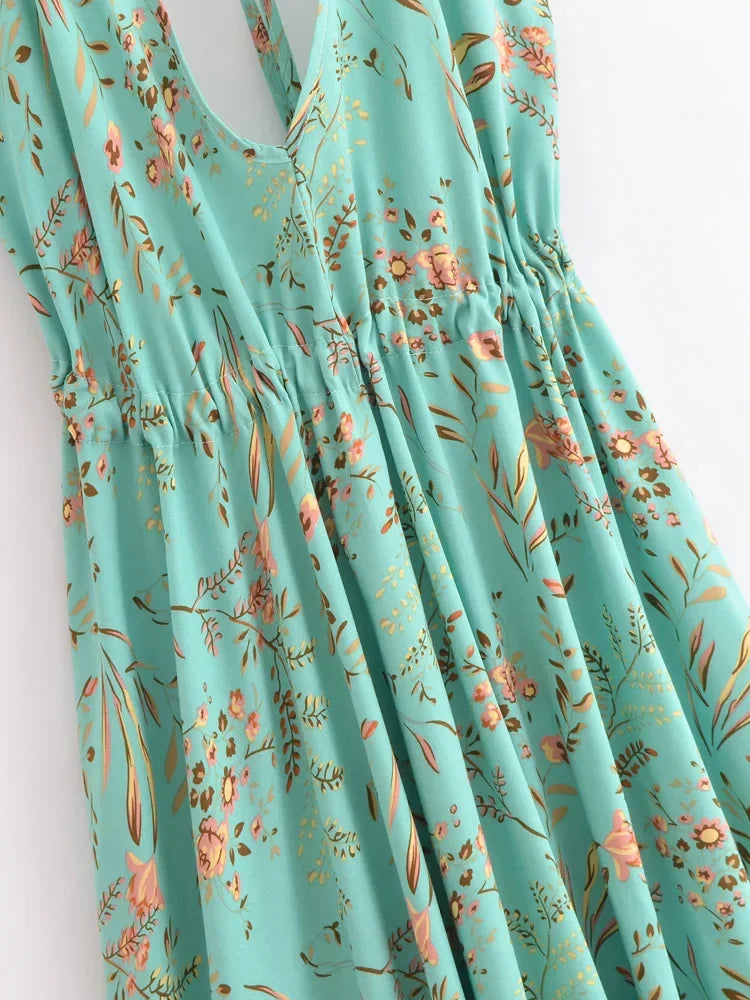Whispers of Romance Boho Floral Print Maxi Dress