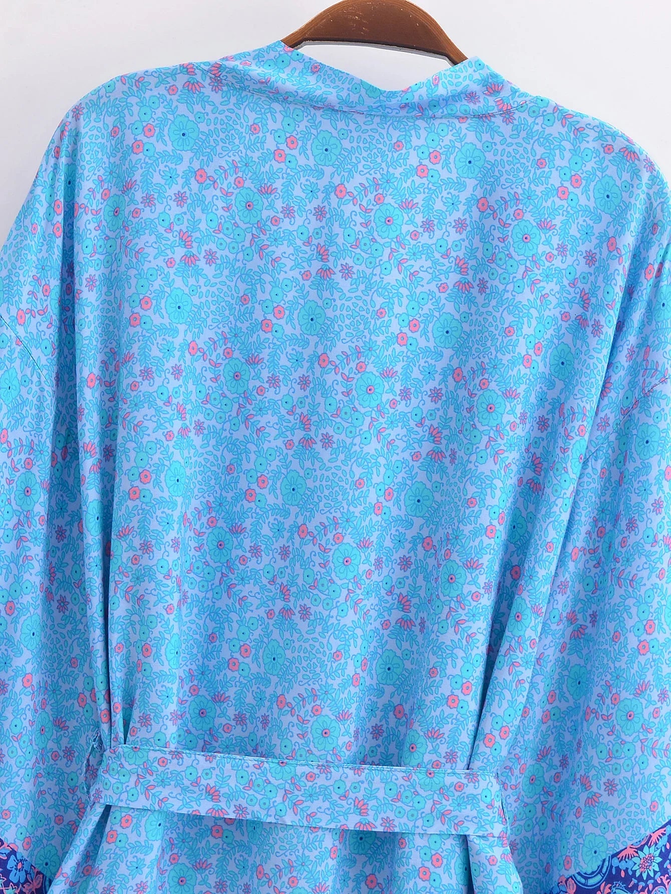 Sapphire Serenade Boho Floral Print Short Robe