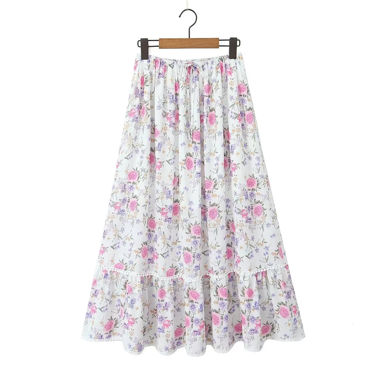 Secret Garden Boho Floral Print Maxi Skirt
