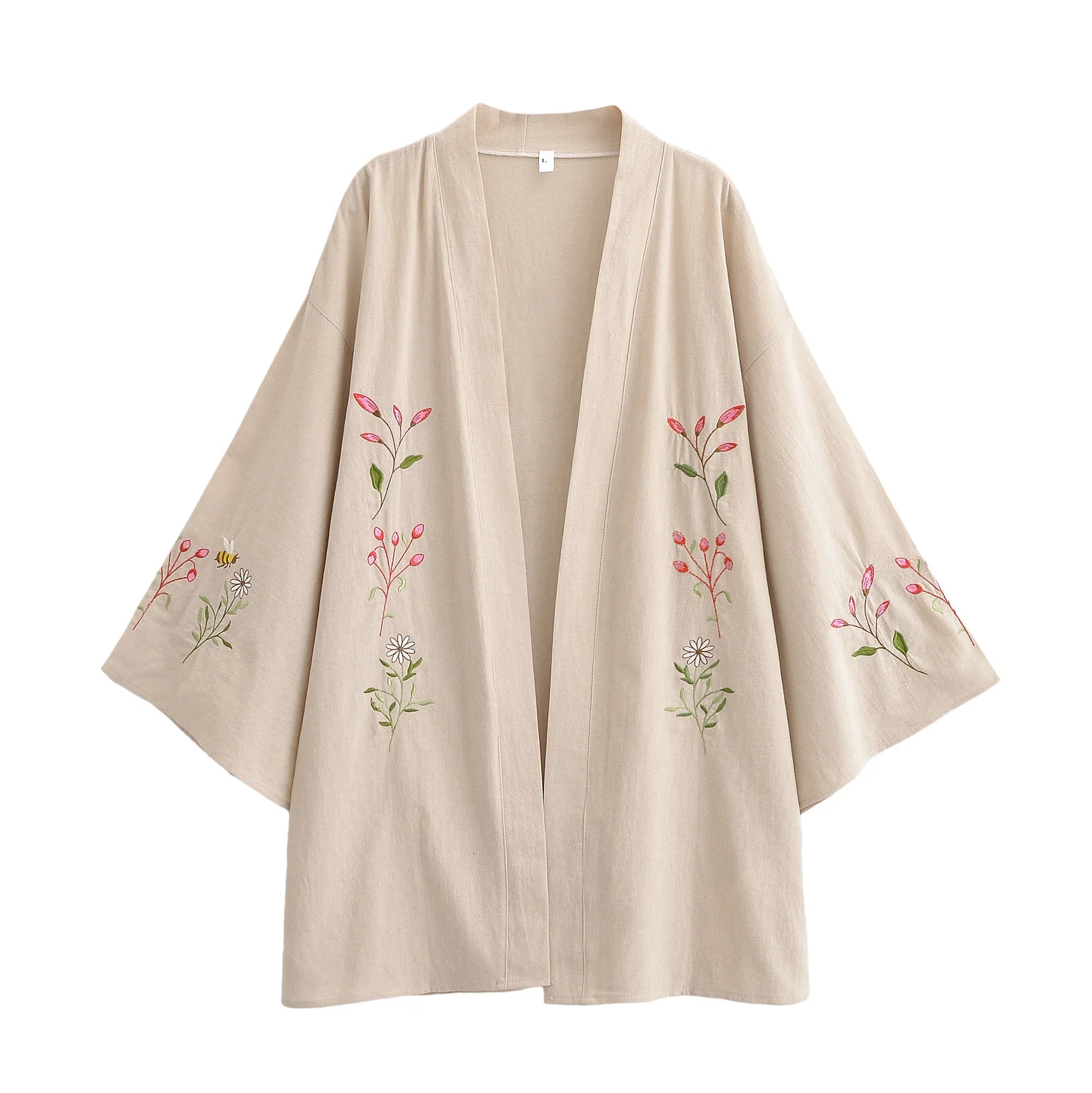 Honey Meadow Floral Embroidered Kimono Cardigan