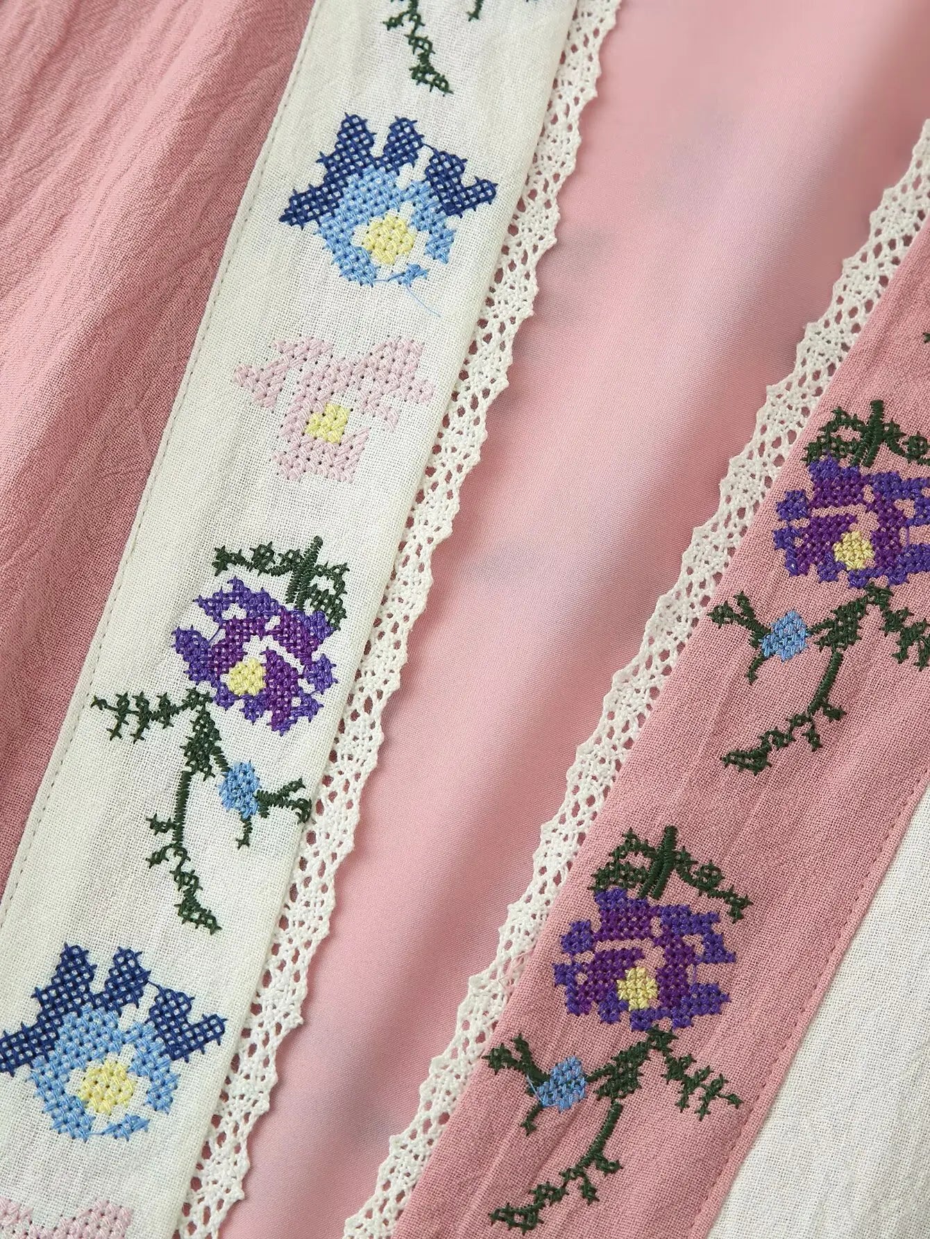 Blush Meadow Floral Embroidered Boho Cardigan