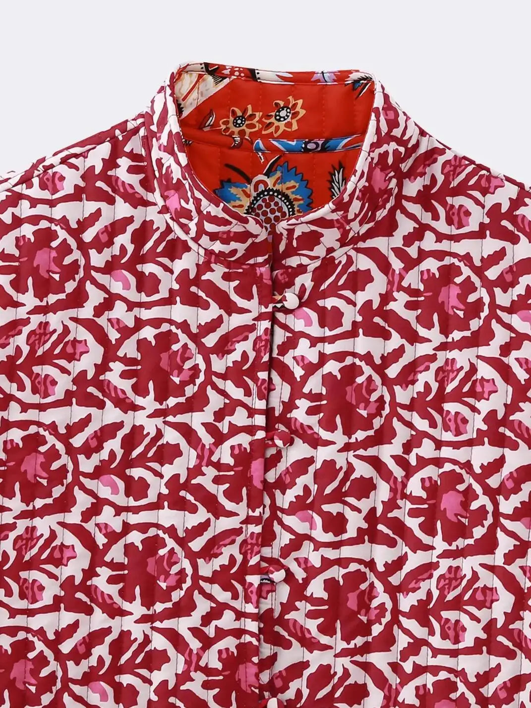 Red Reversible Boho Floral Vest