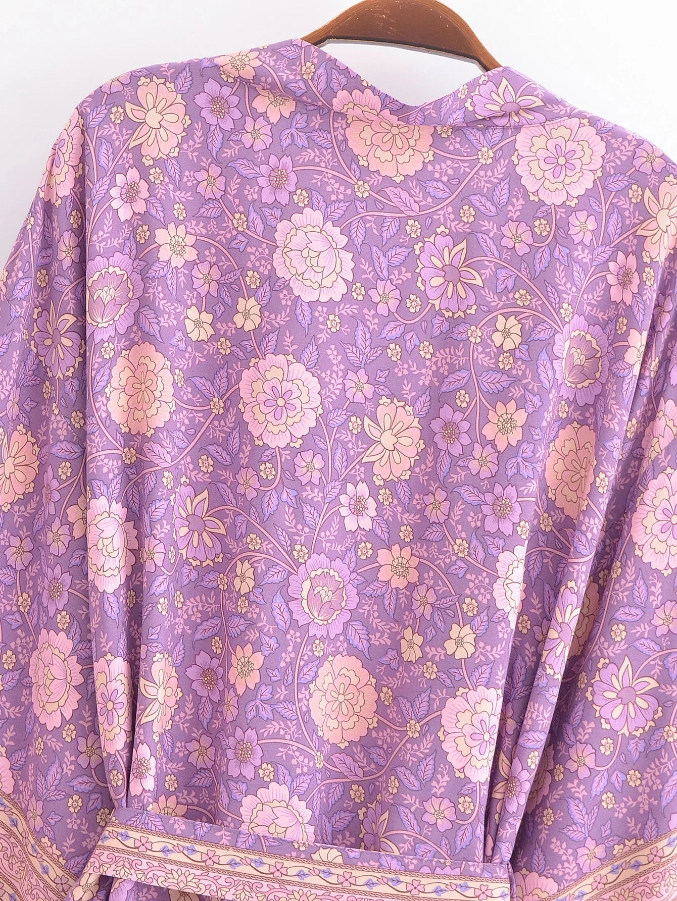 Lavender Rose Boho Floral Print Short Robe