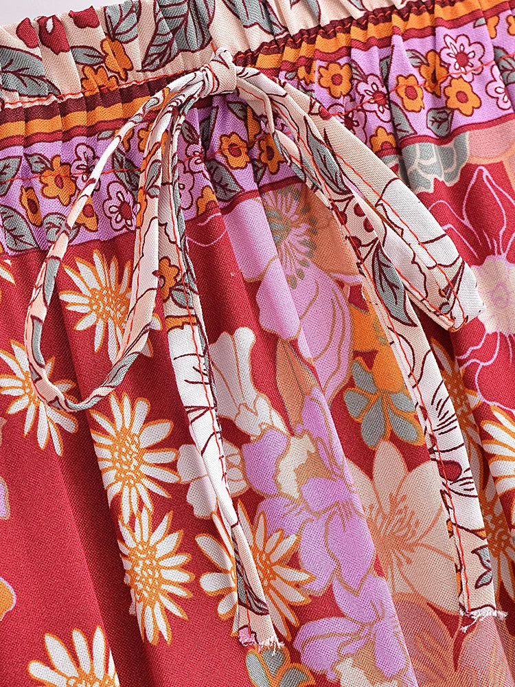 Wild Currant Floral Print Boho Maxi Skirt
