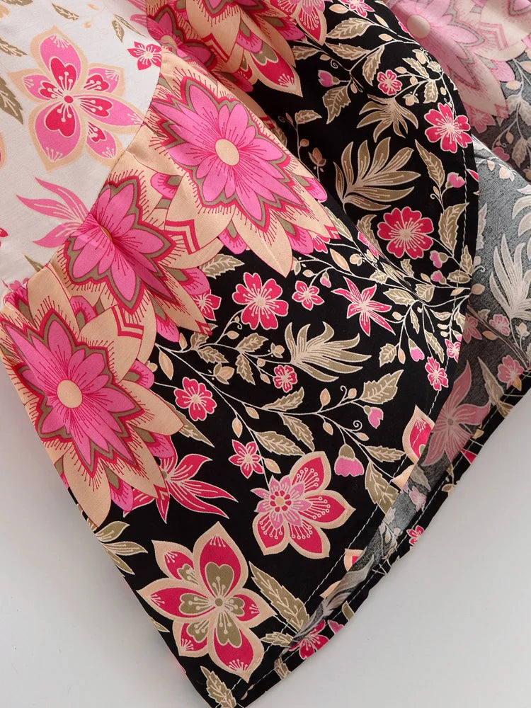 Cherished Bloom Boho Floral Print High-Low Maxi Skirt
