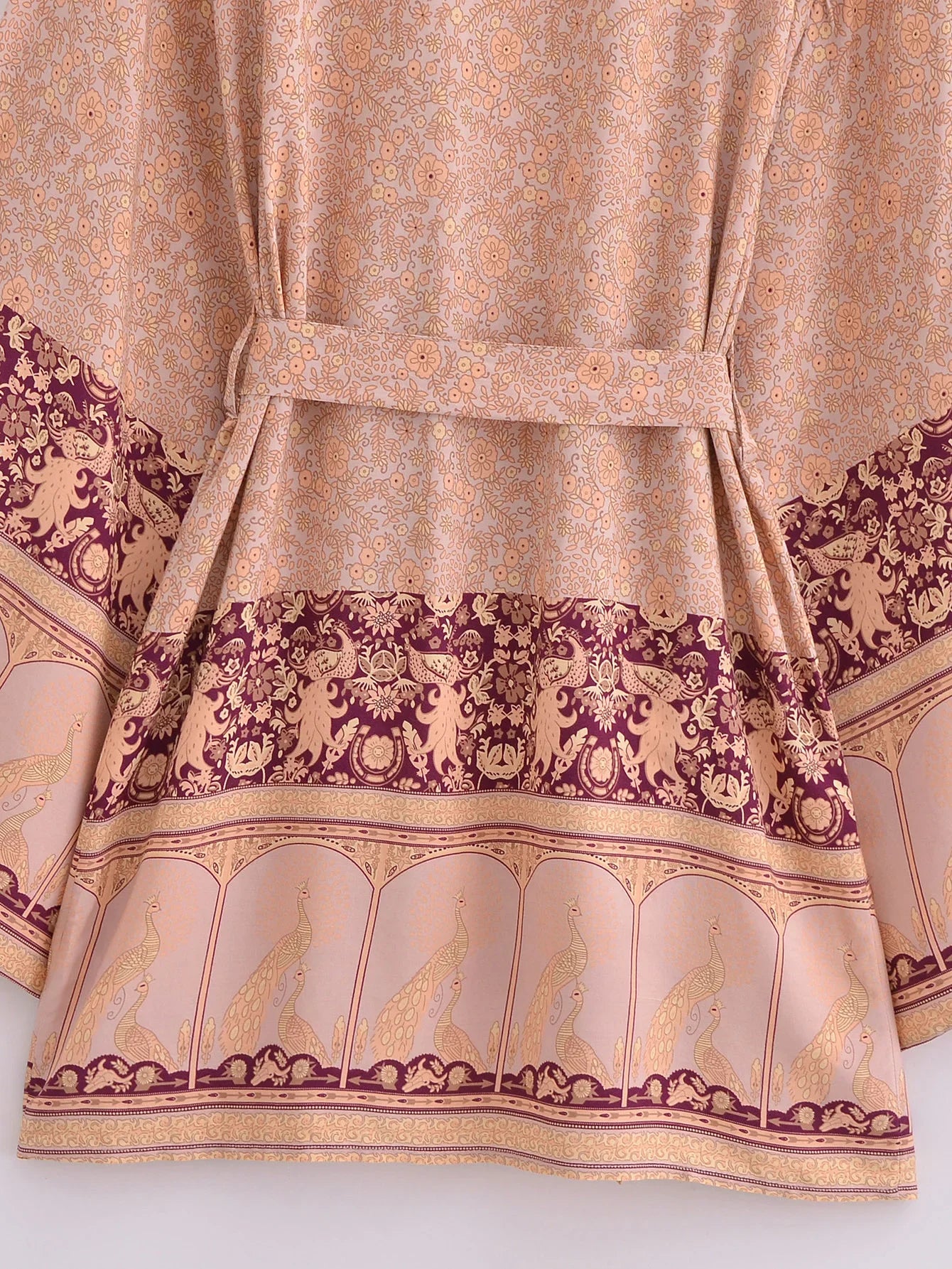 Coral Serenade Boho Floral Print Short Robe