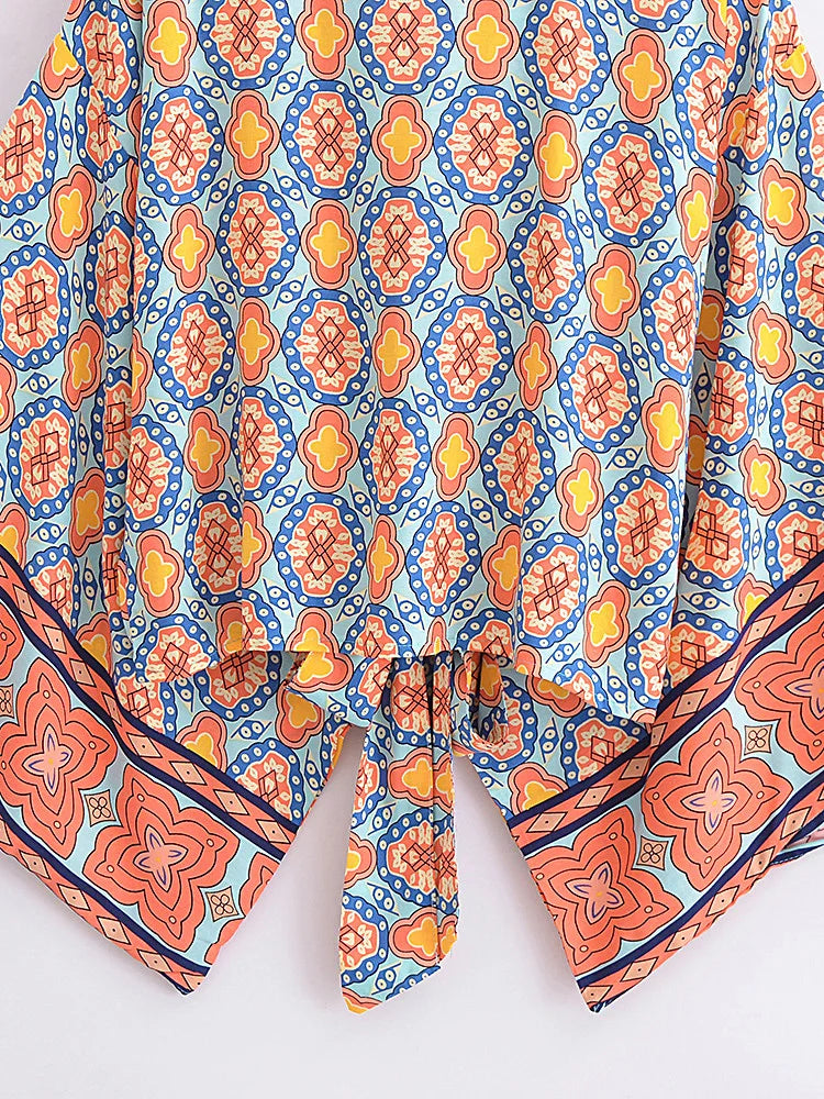 Blue Daze Boho Floral Print Crop Top