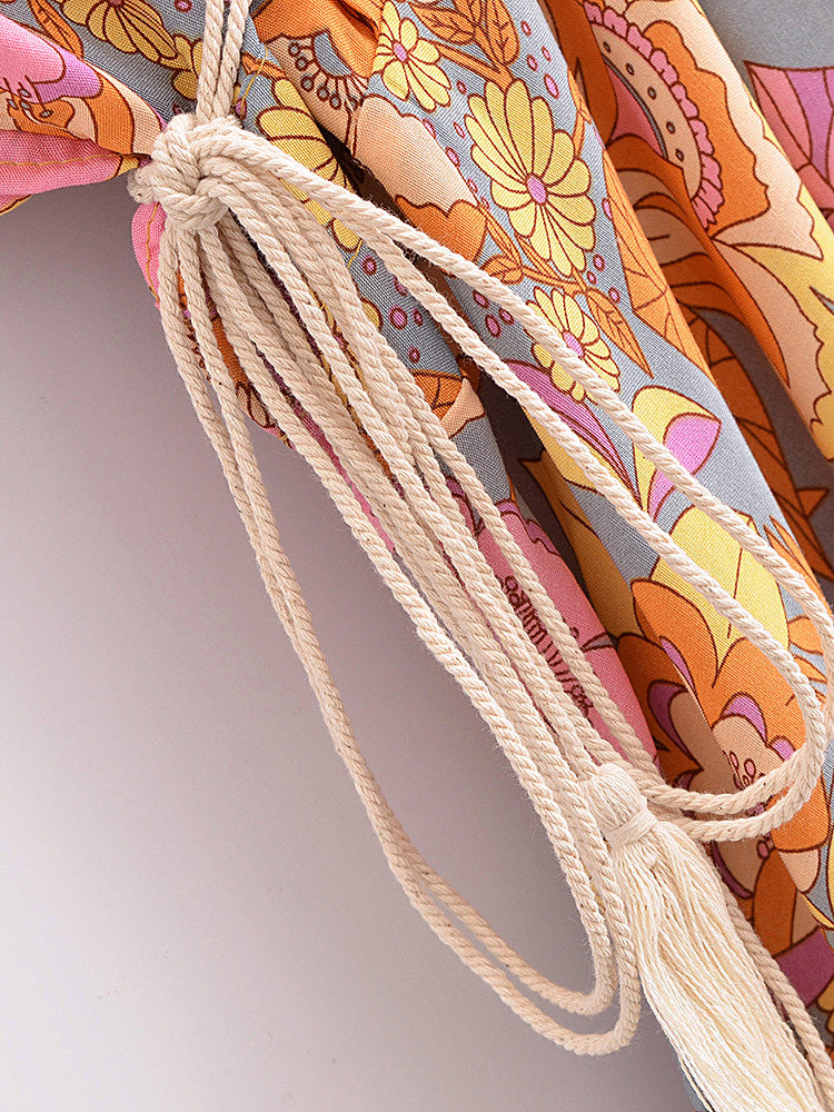 Forever Floral Boho Floral Print Midi Dress