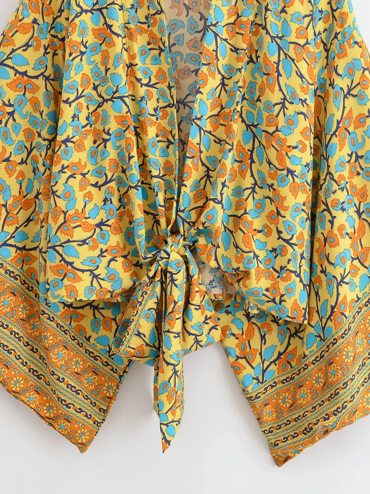 Tuscan Sun Boho Floral Print Crop Top