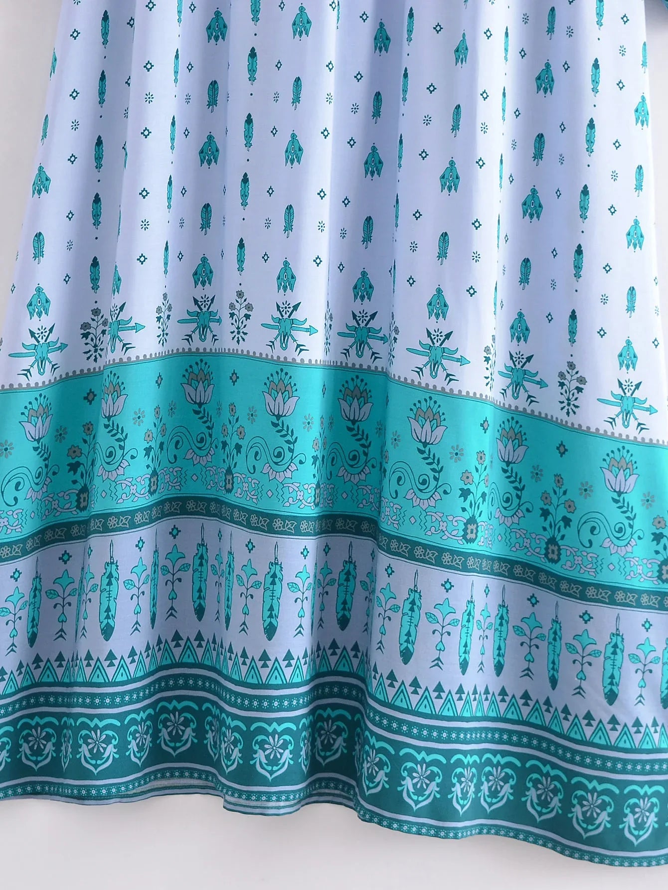 Ethereal Gypsy Feather Boho Floral Long Sleeve Maxi Dress