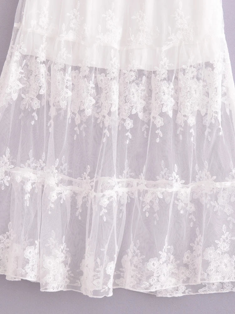 Romance in Lace Sheer Floral Midi Skirt