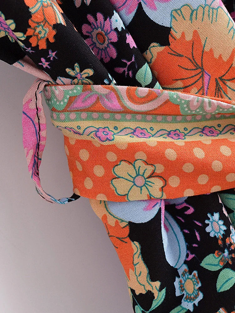 Hibiscus Dream Boho Floral Print Short Robe