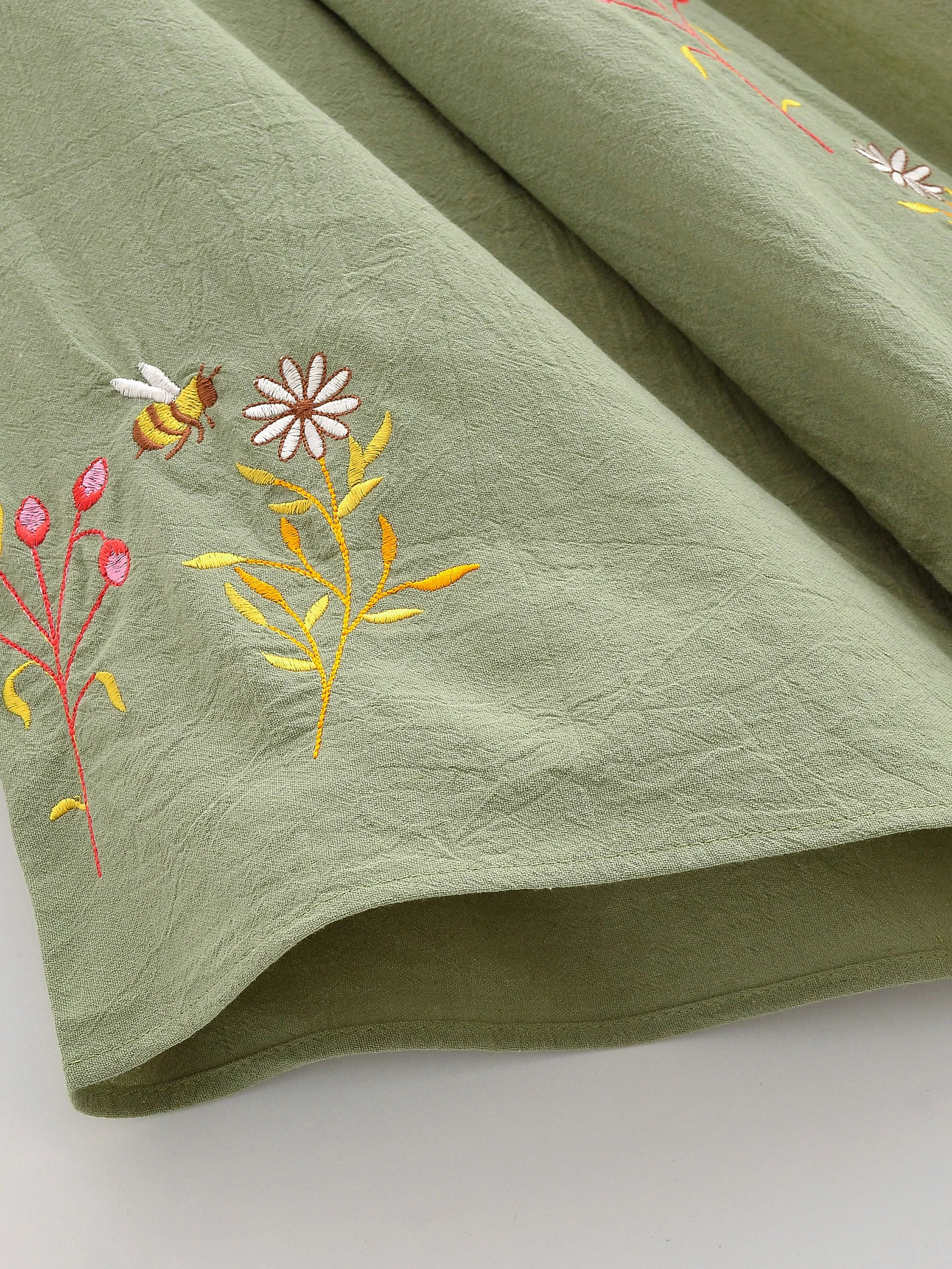 Sage Meadow Floral Embroidered Kimono Cardigan