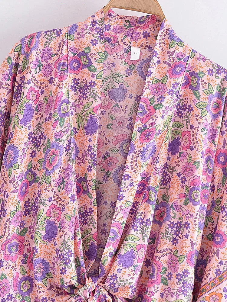 Enchanted Pink Boho Floral Print Crop Top