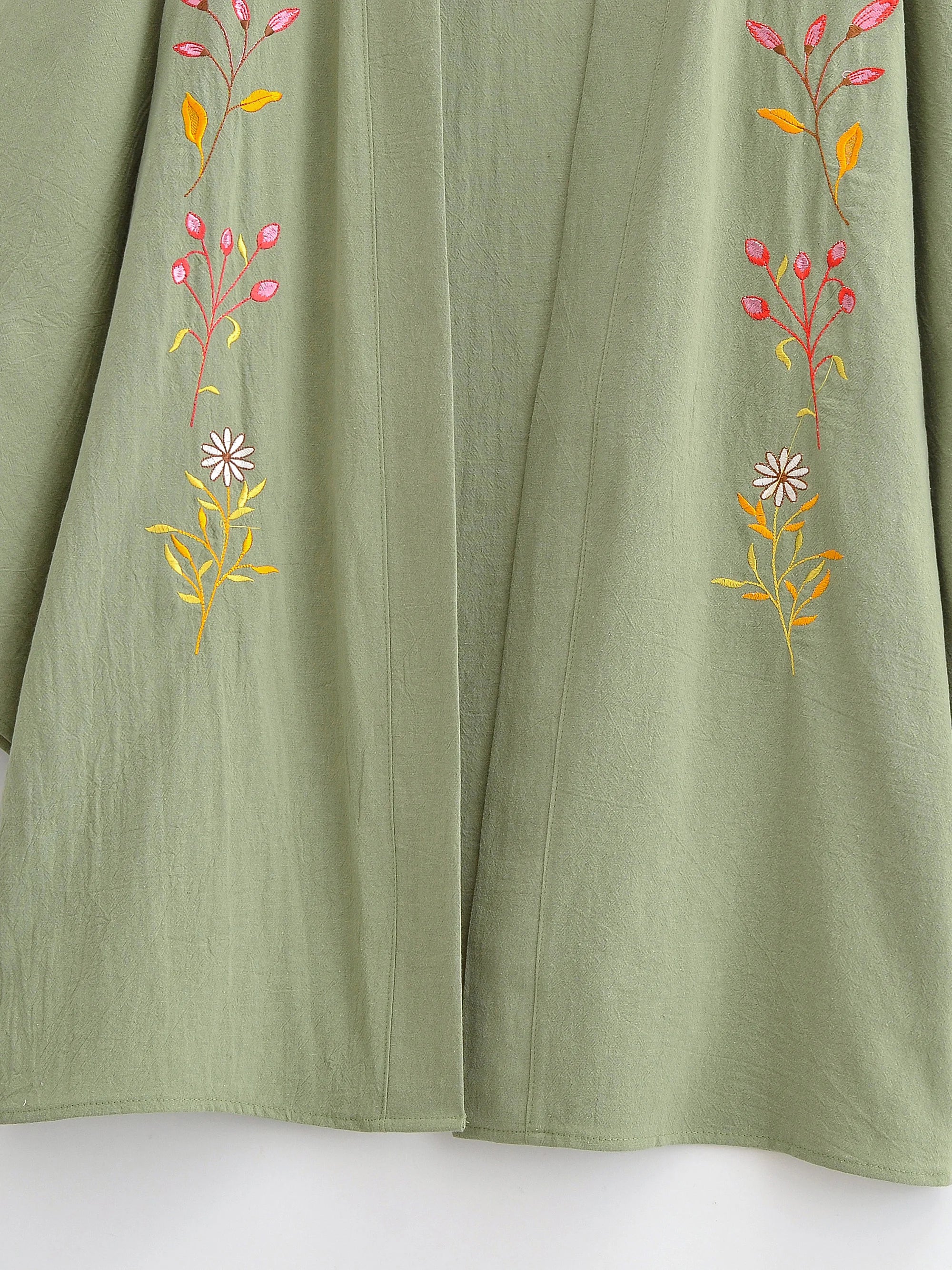 Sage Meadow Floral Embroidered Kimono Cardigan