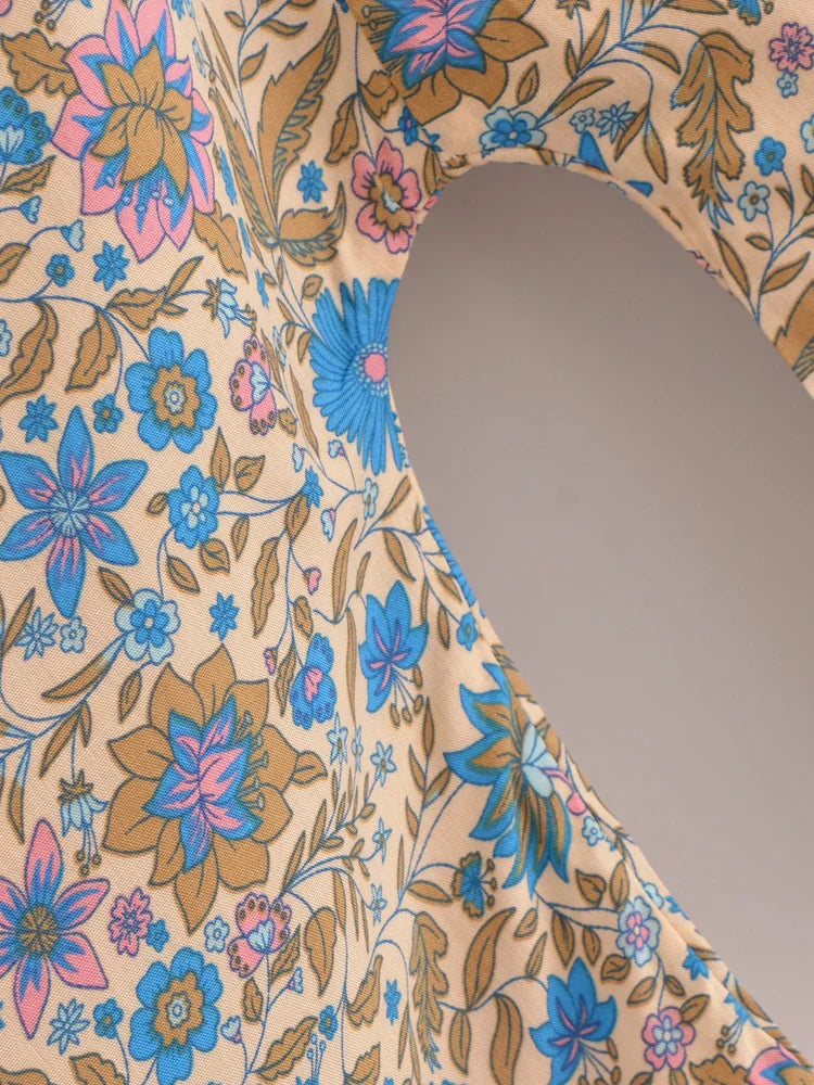 Darling Blue Boho Floral Print Crop Top