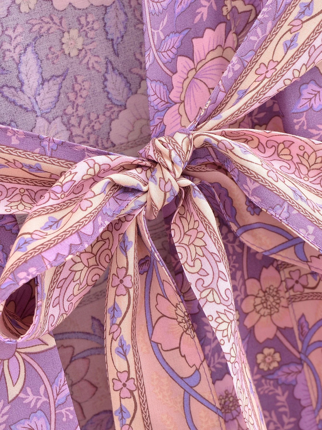 Lavender Rose Boho Floral Print Short Robe
