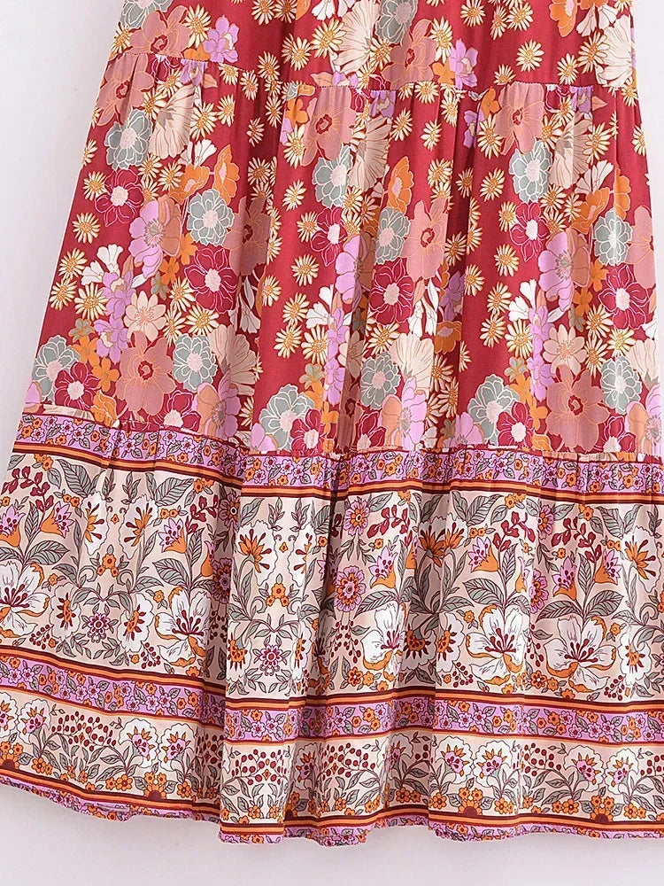 Wild Currant Floral Print Boho Maxi Skirt