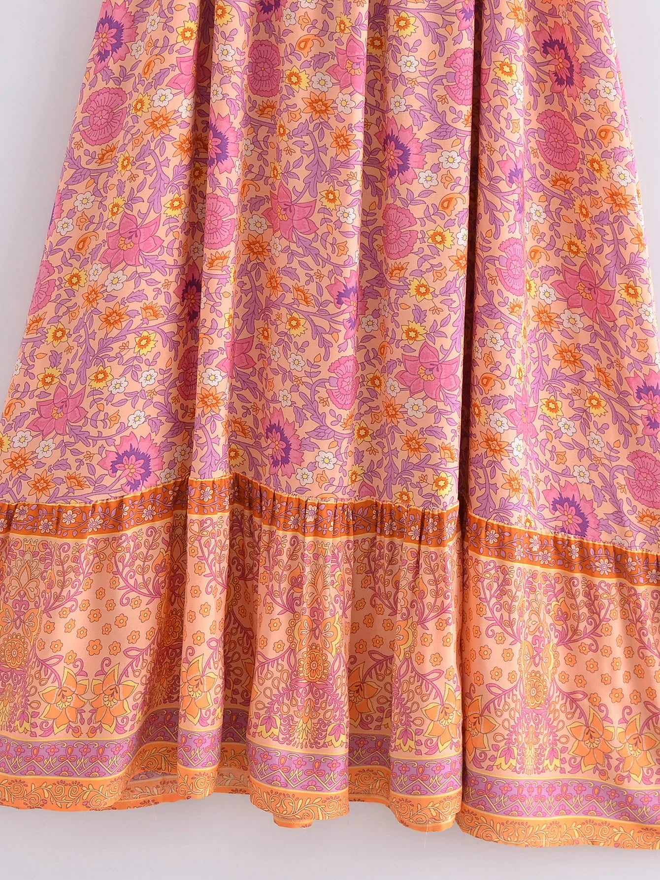 Sweet Orange Boho Floral Print Maxi Dress