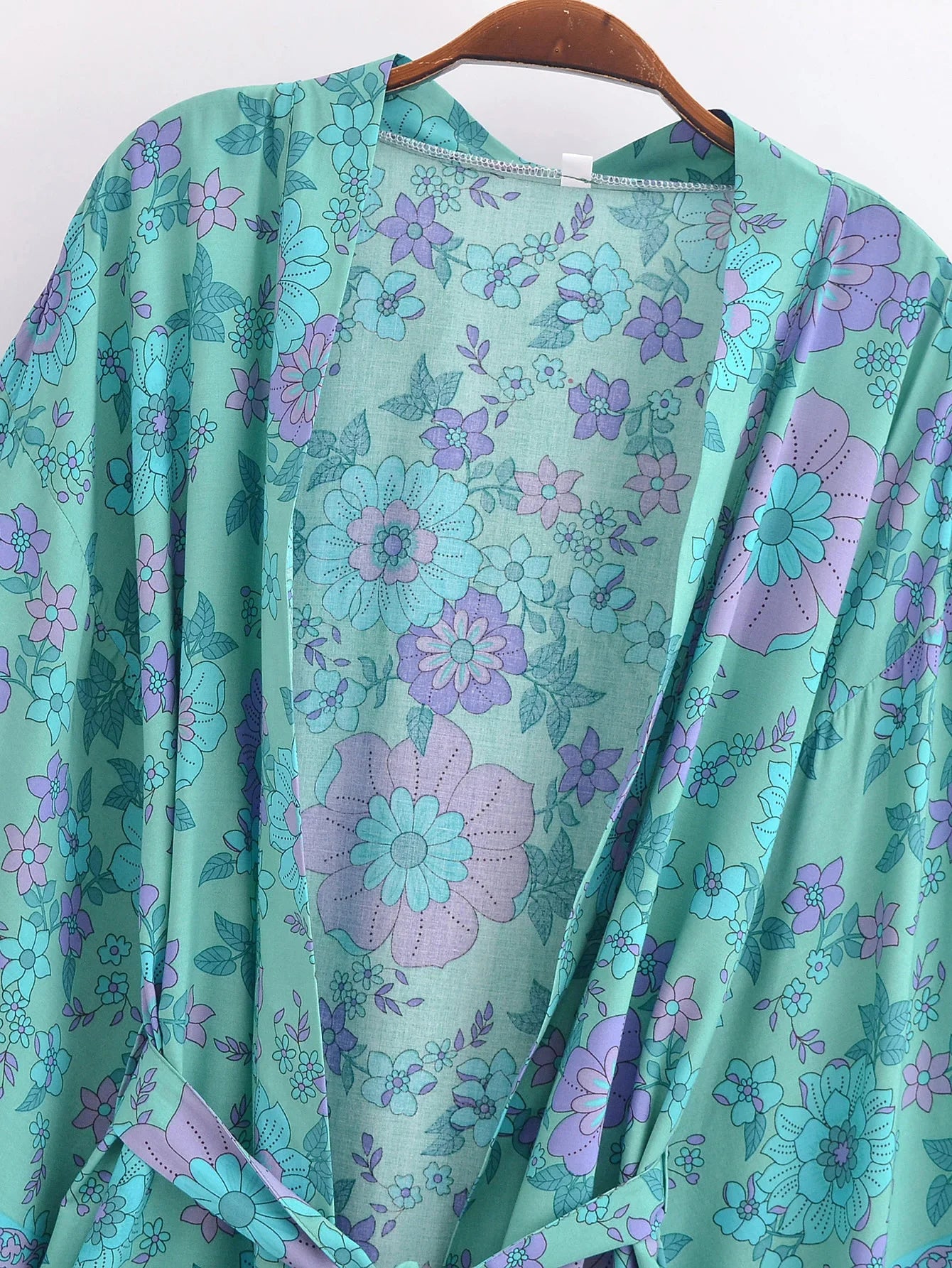 Turquoise Bloom Boho Floral Print Short Robe