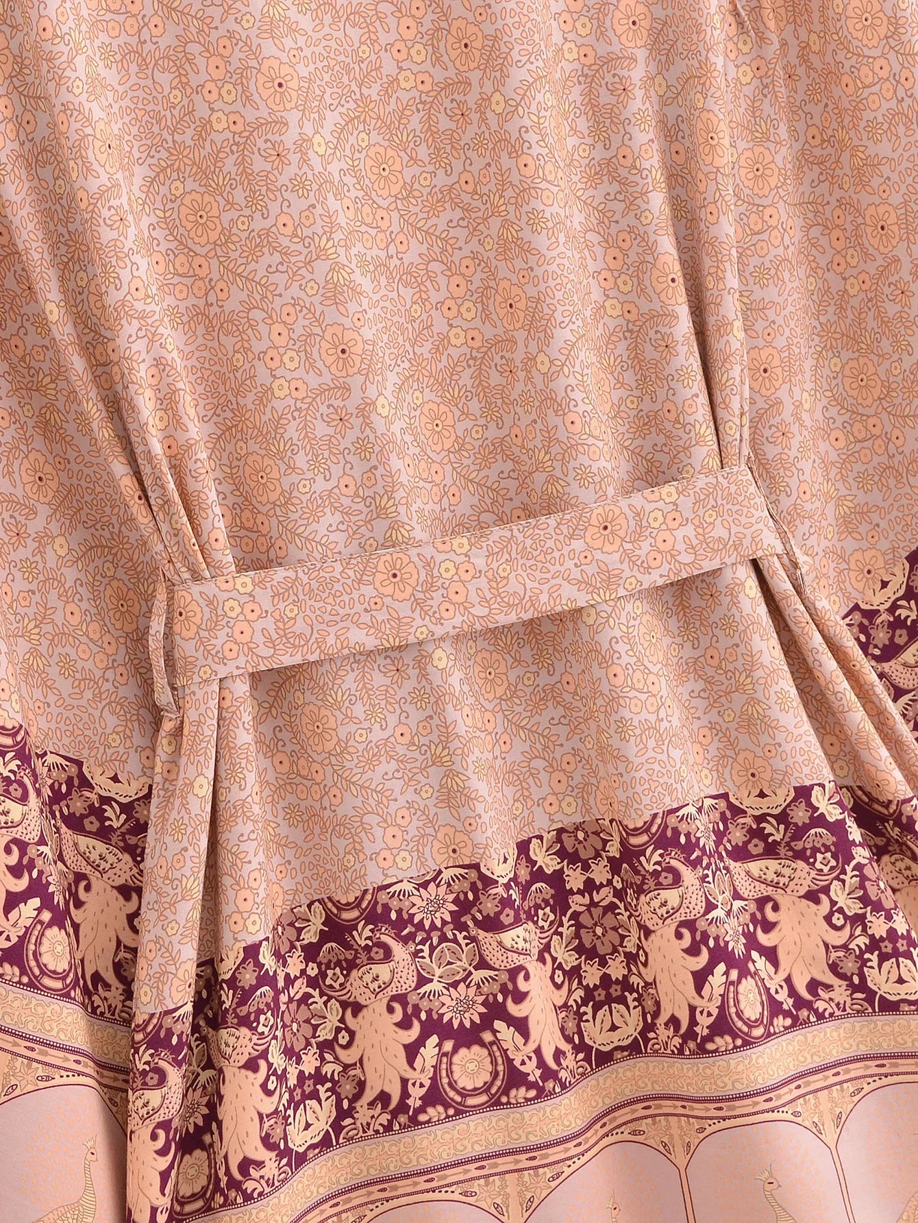 Coral Serenade Boho Floral Print Short Robe