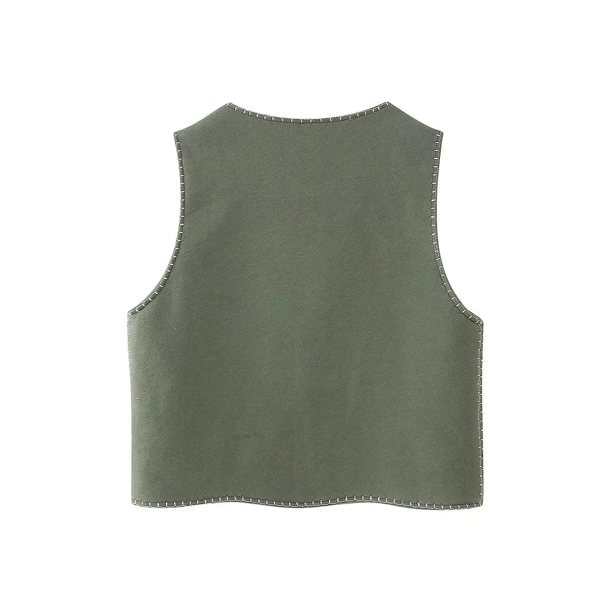 Moss Blossom Boho Floral Embroidered Vest