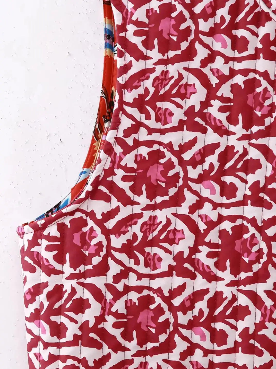 Red Reversible Boho Floral Vest