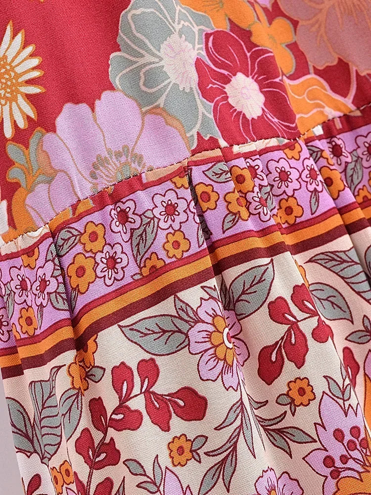 Wild Currant Floral Print Boho Maxi Skirt