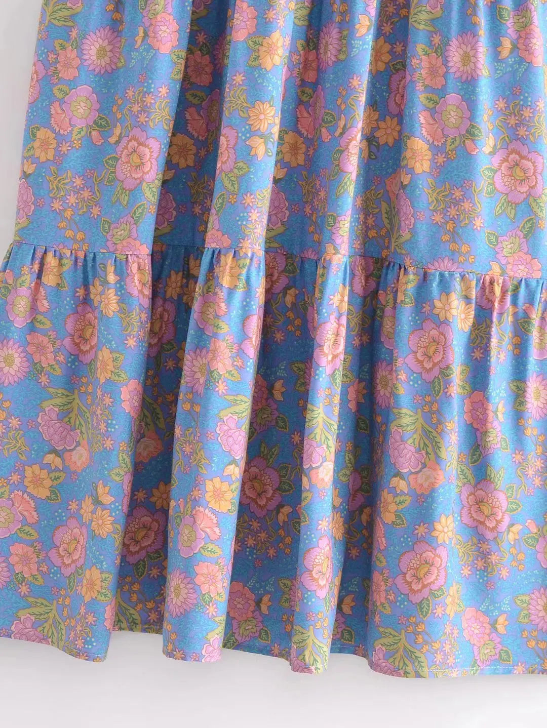 Blue Blossom Boho Floral Print Maxi Dress