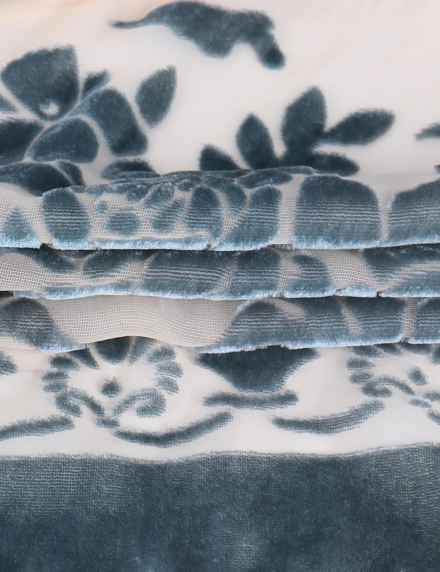 Sage Floral Print Velvet Burnout Kimono