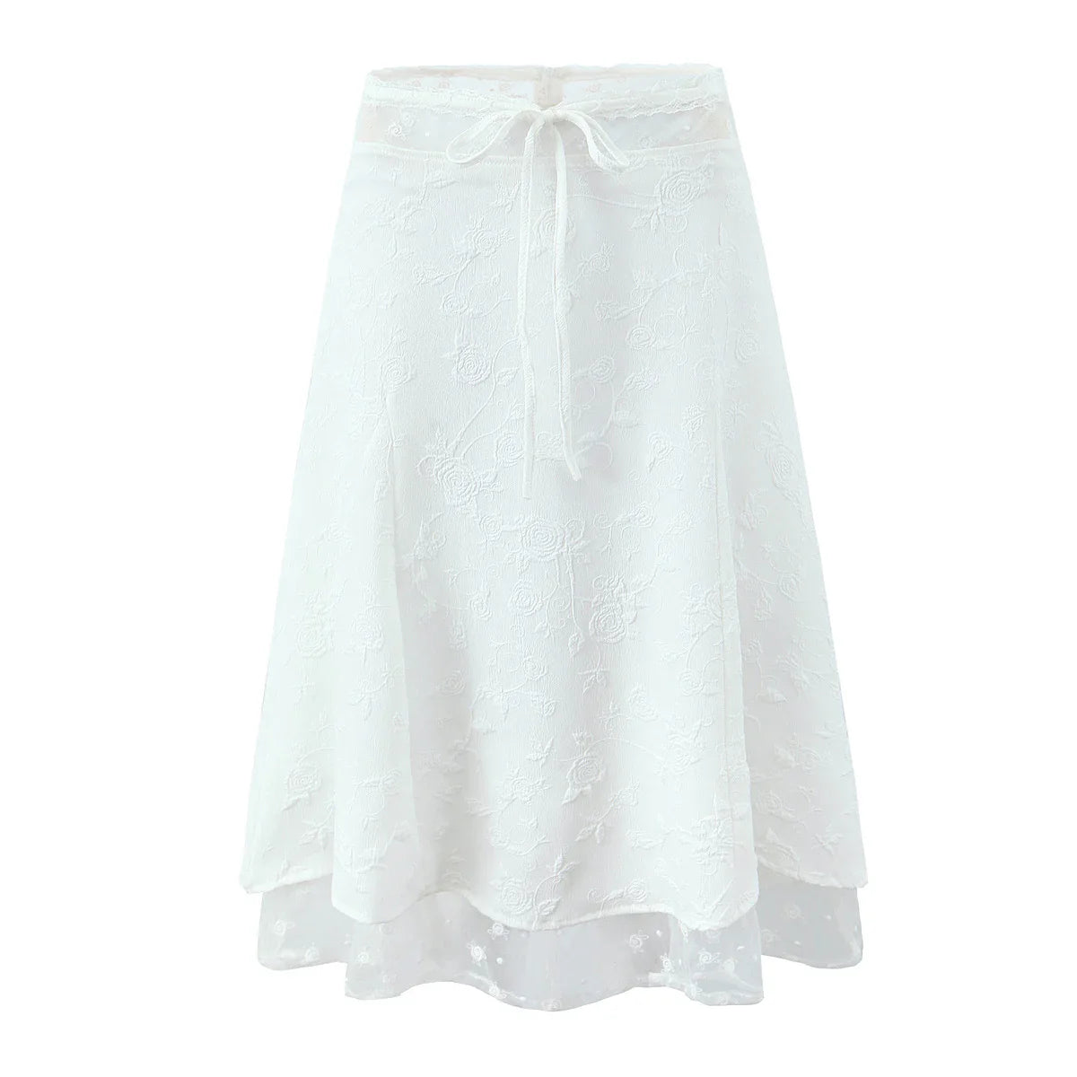Whispering Rosebud Floral Midi Skirt
