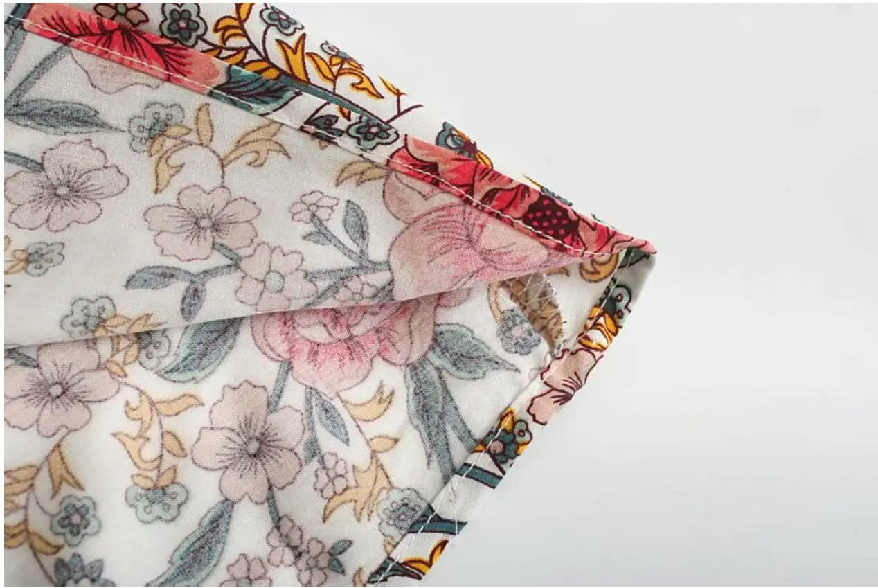 Pearl Garden Boho Floral Print Mini Dress