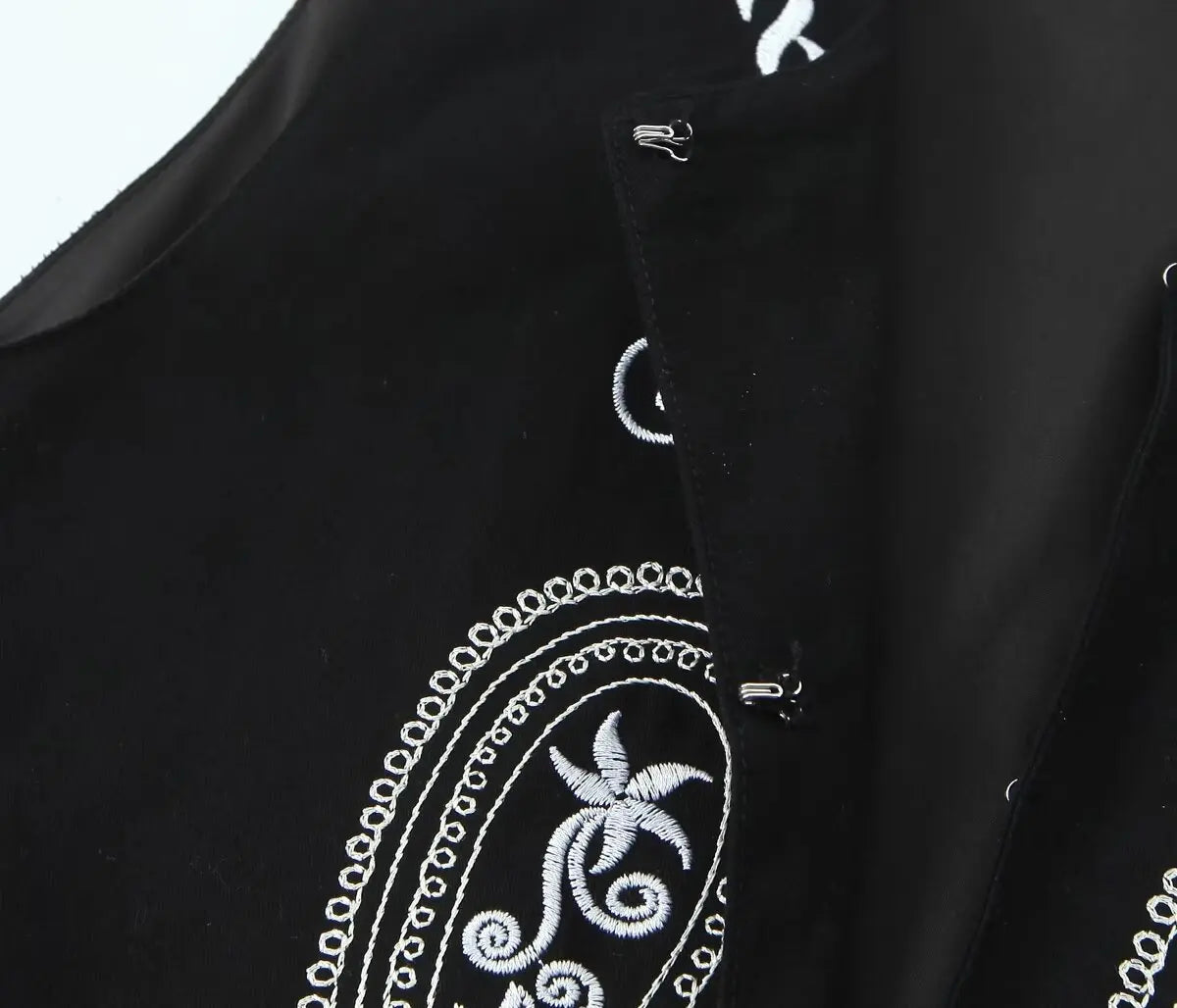 Black Paisley Boho Floral Embroidered Vest