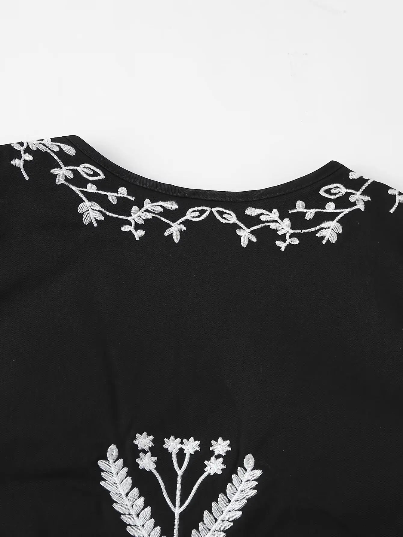 Midnight Bloom Boho Floral Embroidered Vest