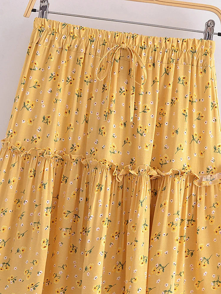 Buttercup Bloom Boho Floral Print Mini Skirt