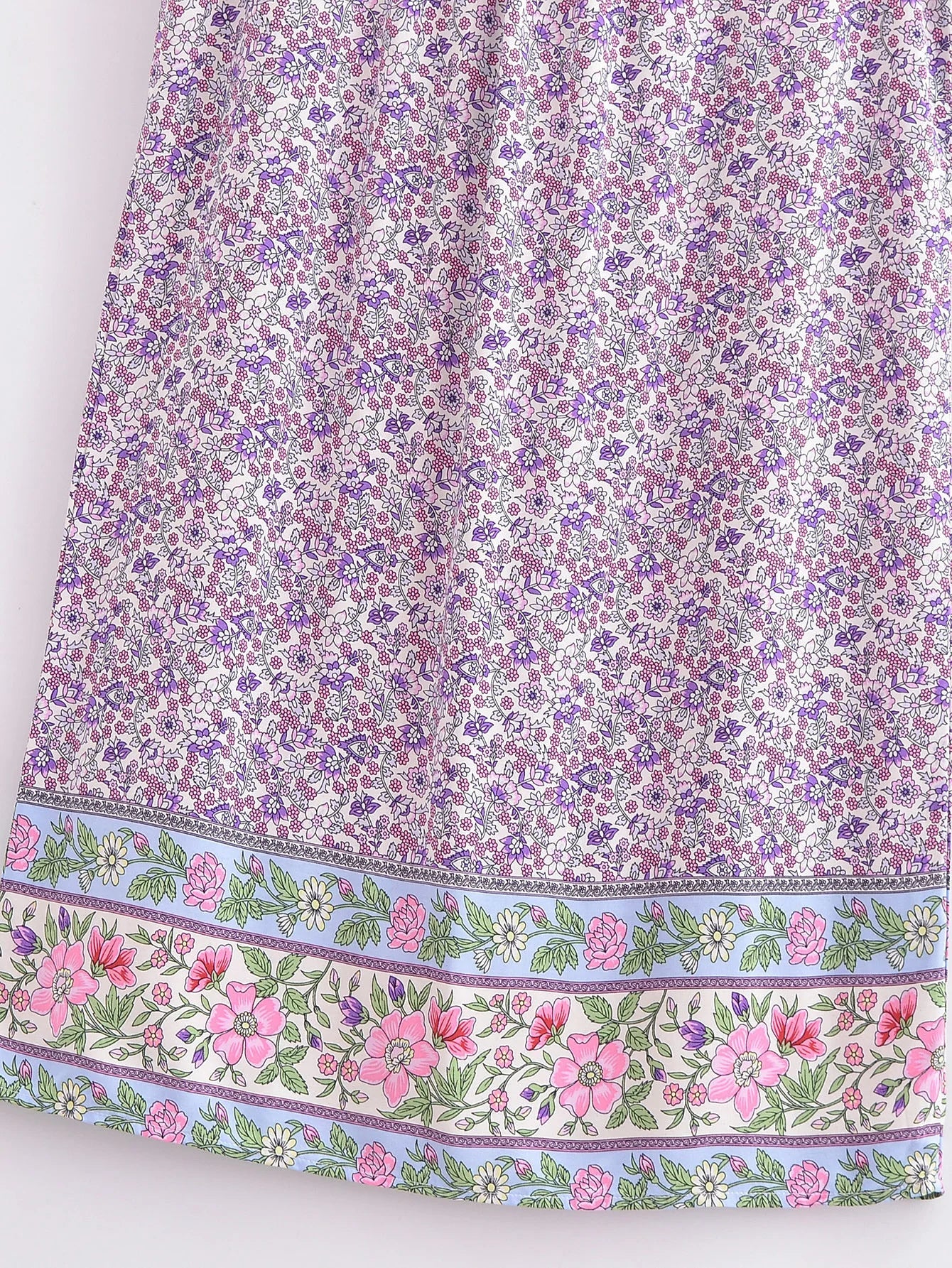 Posy Purple Boho Floral Print Mini Dress