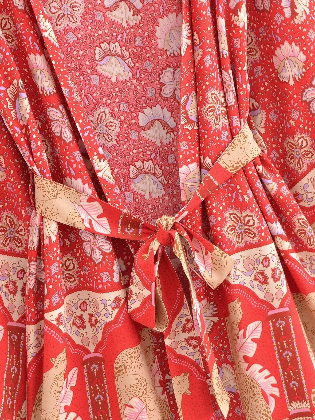 Wild Savannah Boho Floral Print Short Robe