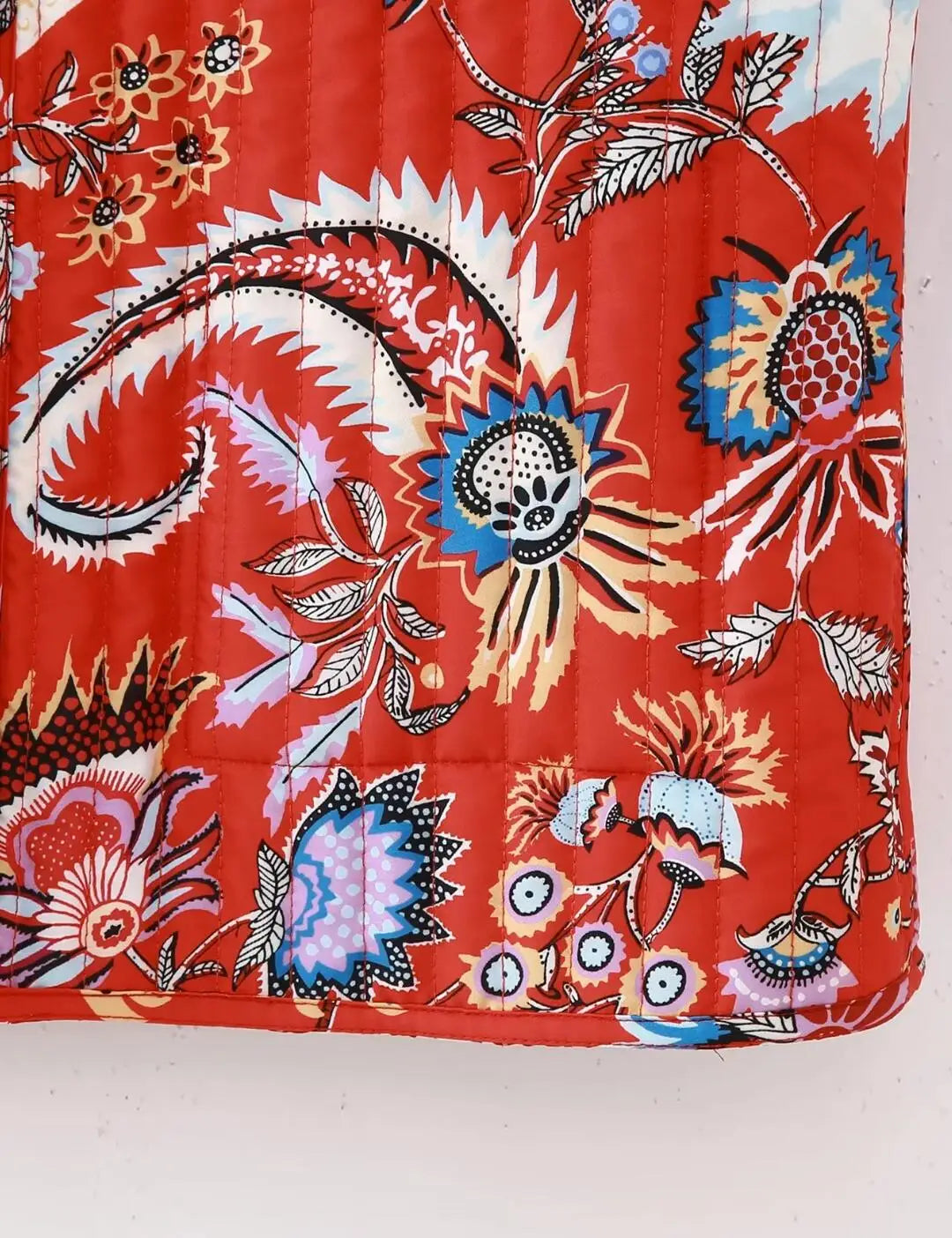 Red Reversible Boho Floral Vest
