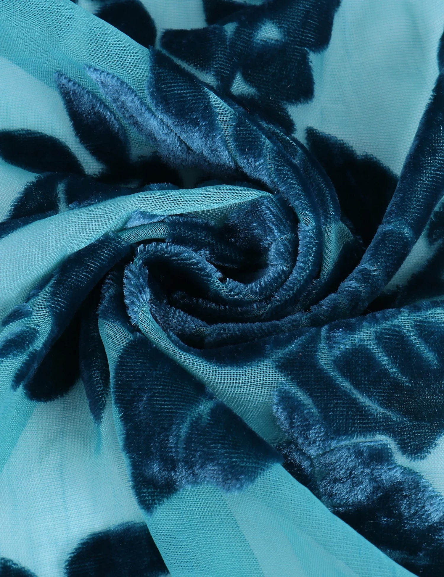 Teal Dream Floral Print Velvet Burnout Kimono