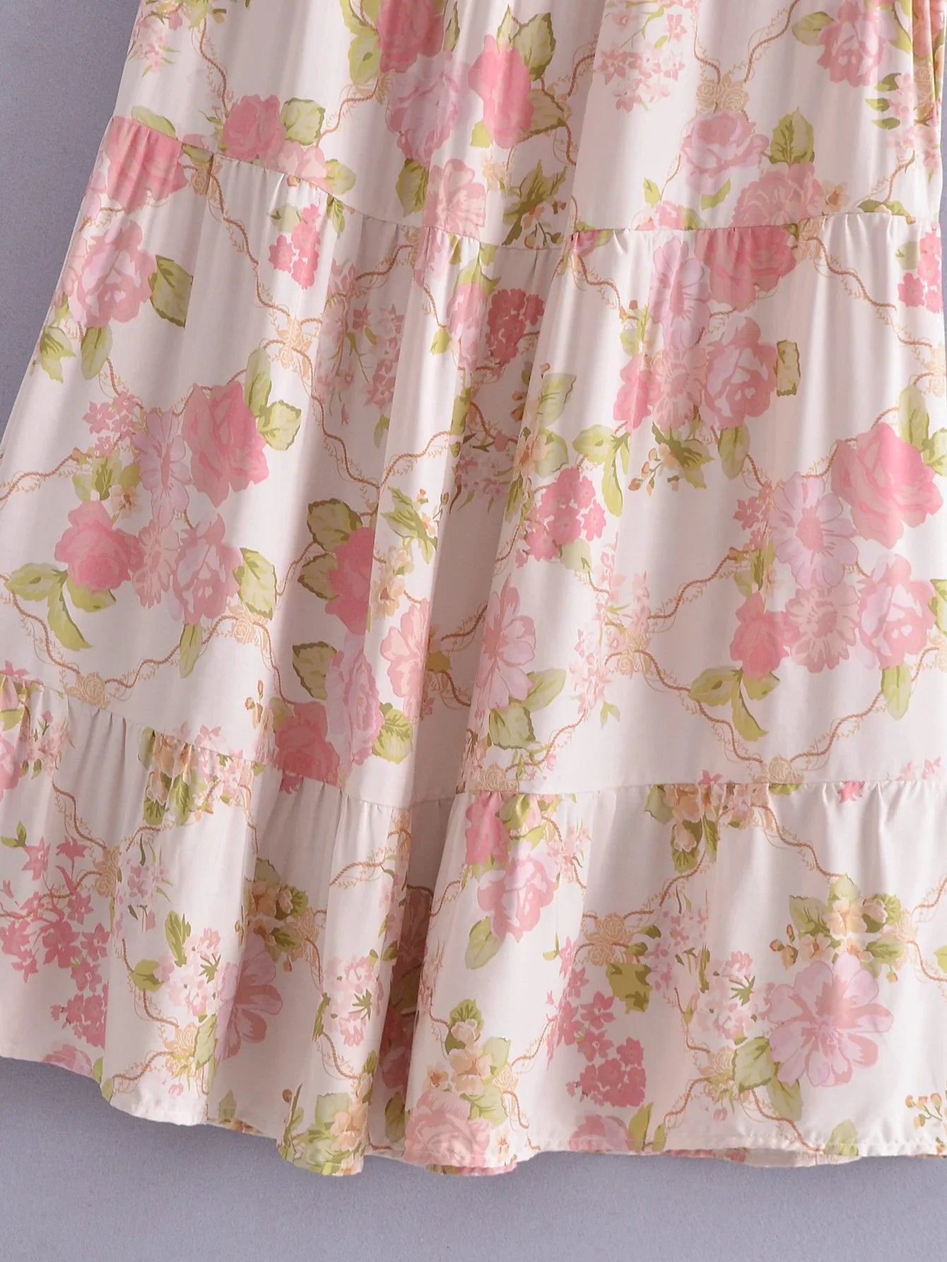 Blushing Rose Floral Print Boho Maxi Skirt