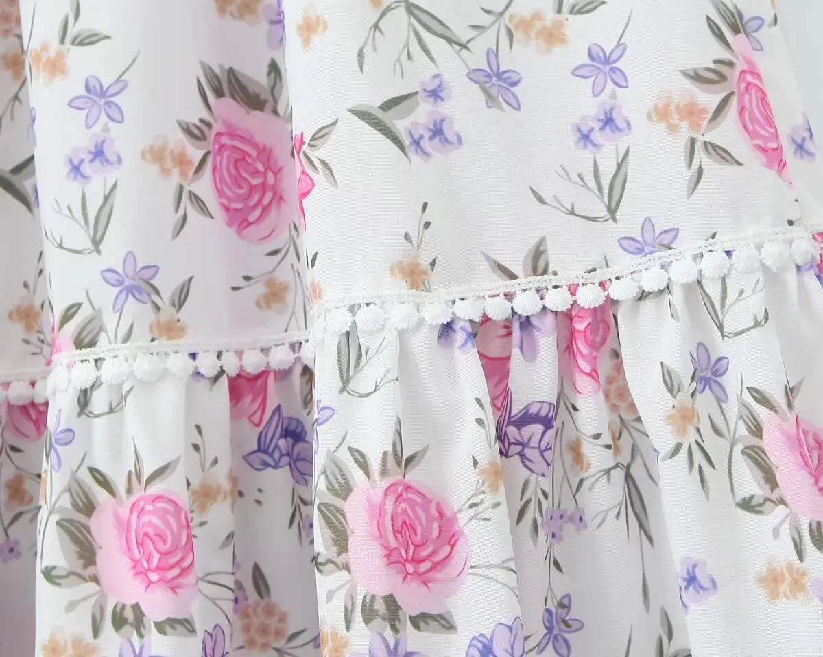 Secret Garden Boho Floral Print Maxi Skirt