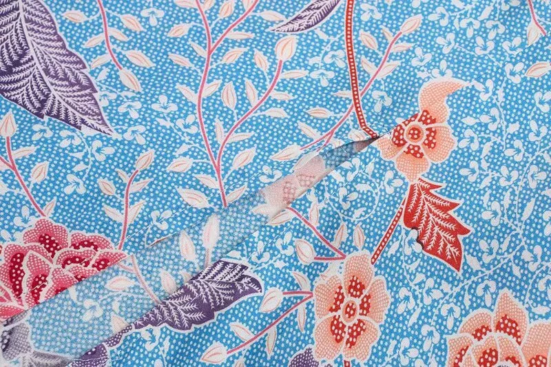 Blooming Blue Boho Floral Midi Skirt