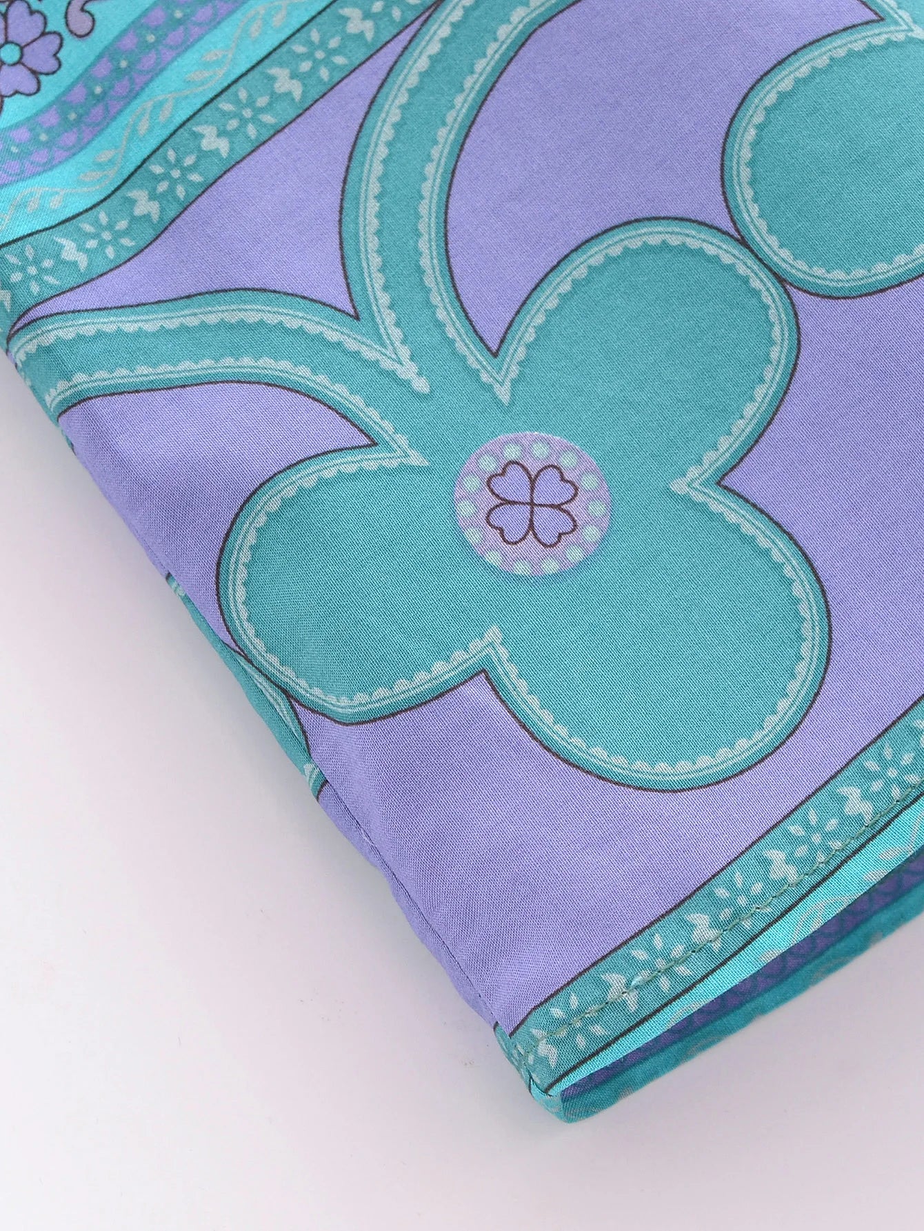 Turquoise Bloom Boho Floral Print Short Robe
