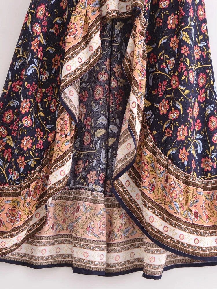 Floral Bliss Boho Floral Print Maxi Skirt