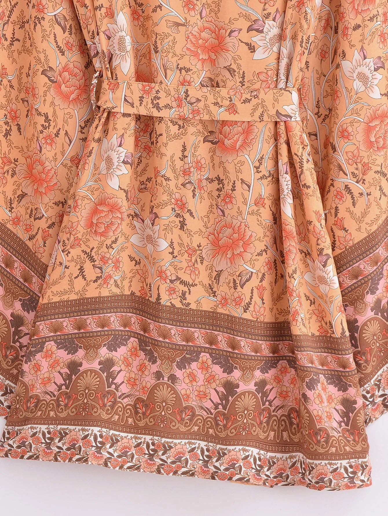 Royal Rose Boho Floral Print Short Robe