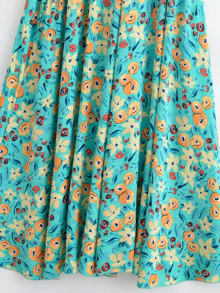 Enchanted Blooms Boho Floral Print Maxi Dress